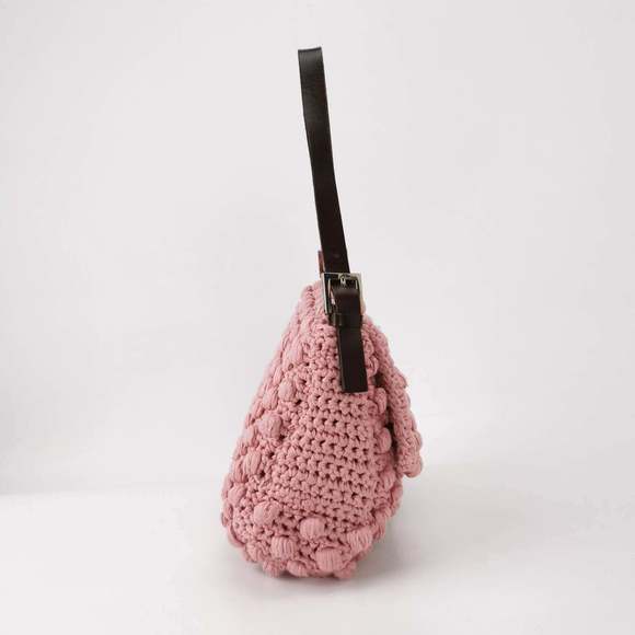 Fendi Mamma Baguette Bag Pink Crochet Shoulder Bag - Picture 3 of 11